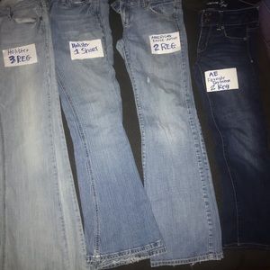 Sizes 1-3. AE, Holister, HCO Junior Jeans